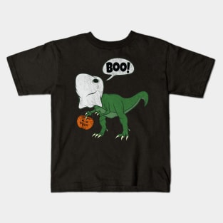 Halloween Dinosaur T Rex Ghost Costume Cute Dino JackOlantern Kids T-Shirt